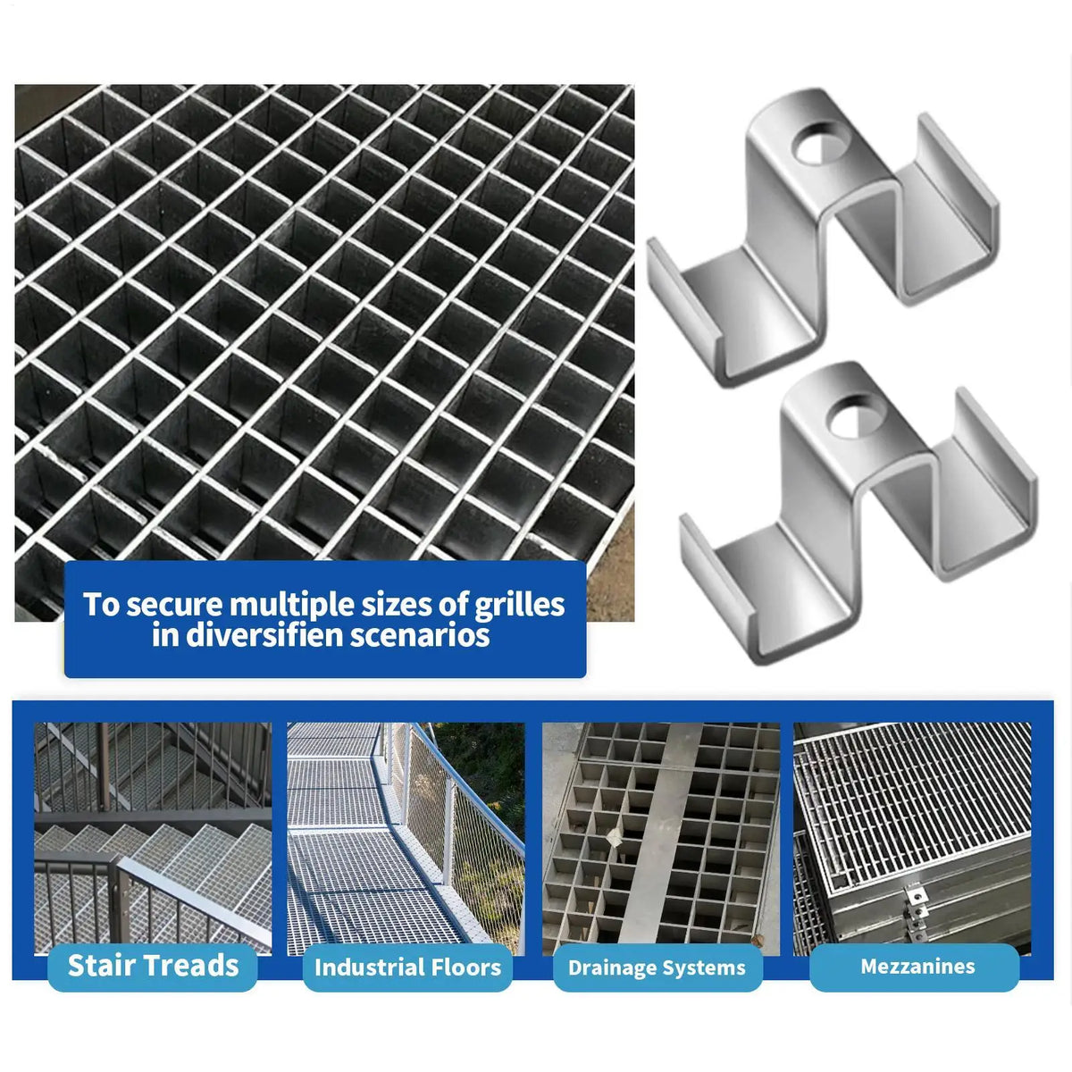 25-Piece Metal Grating Saddle Clips – Weatherproof Fasteners Grating Saddle Clips Axl