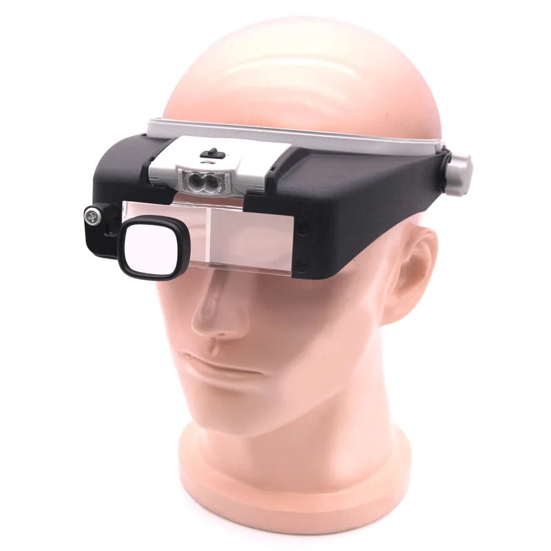 Head Magnifier with 2 LED Lights – Hands-Free HD Magnifying Glass Head Magnifier Visor Axl black