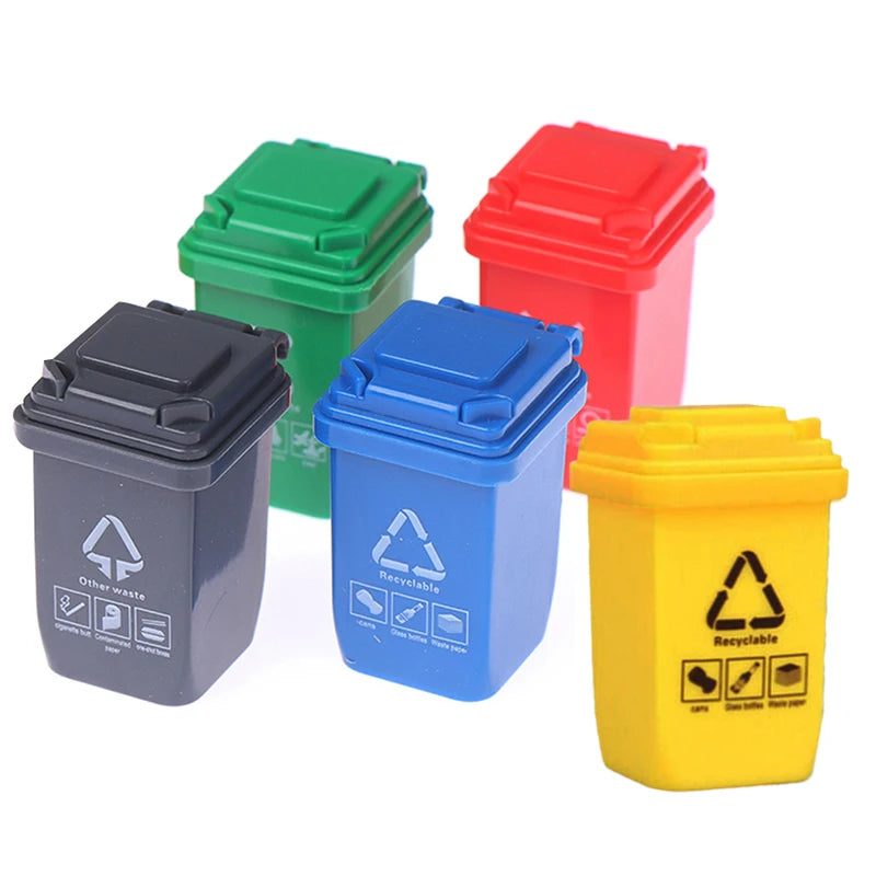 5-Pc Dollhouse Miniature Trash Cans & Sorting Bins 1:12 Scale Dollhouse Accessories Axl 5Pcs
