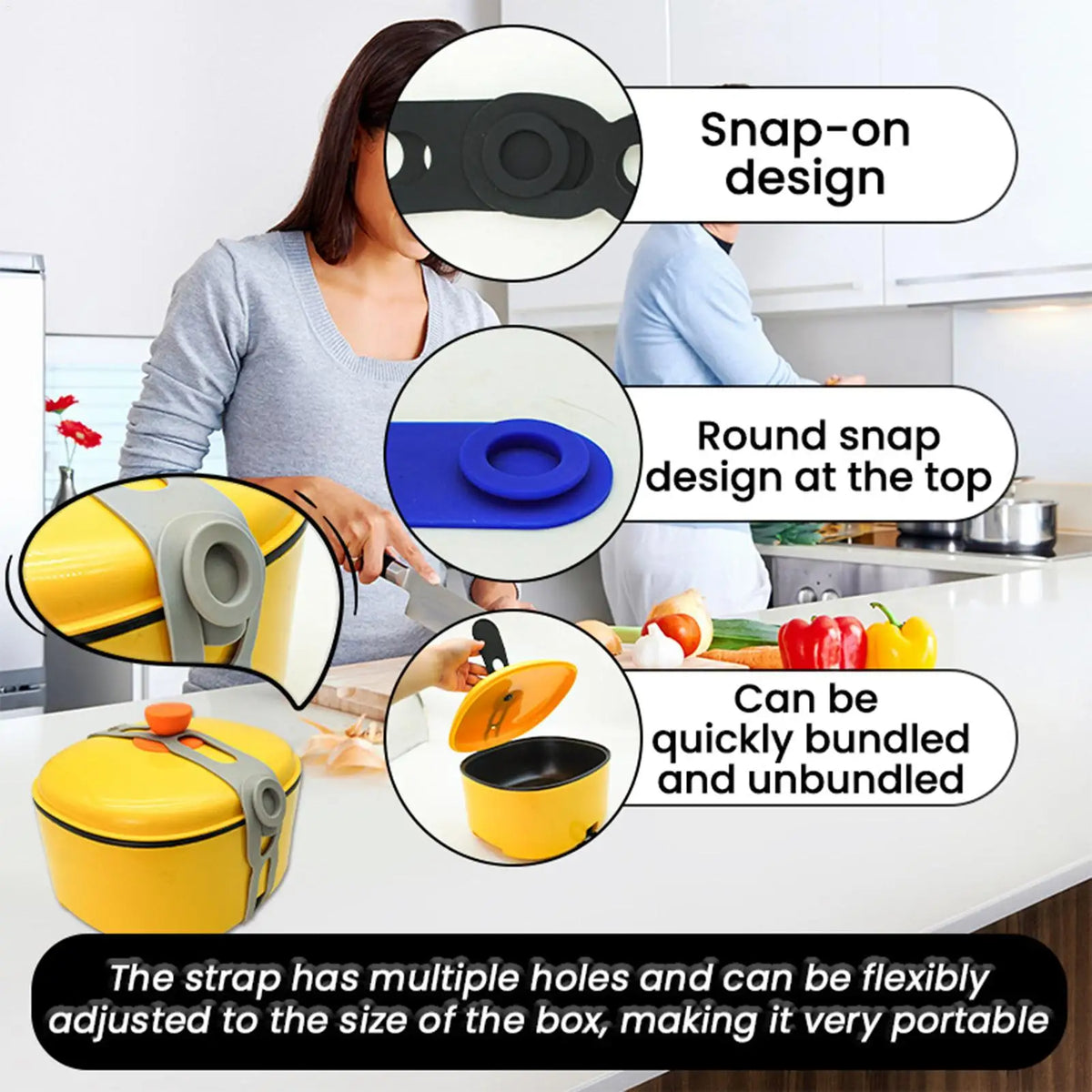Silicone Pot Lid Strap – Reusable Self-Locking Latch Tie Silicone Lid Strap Axl
