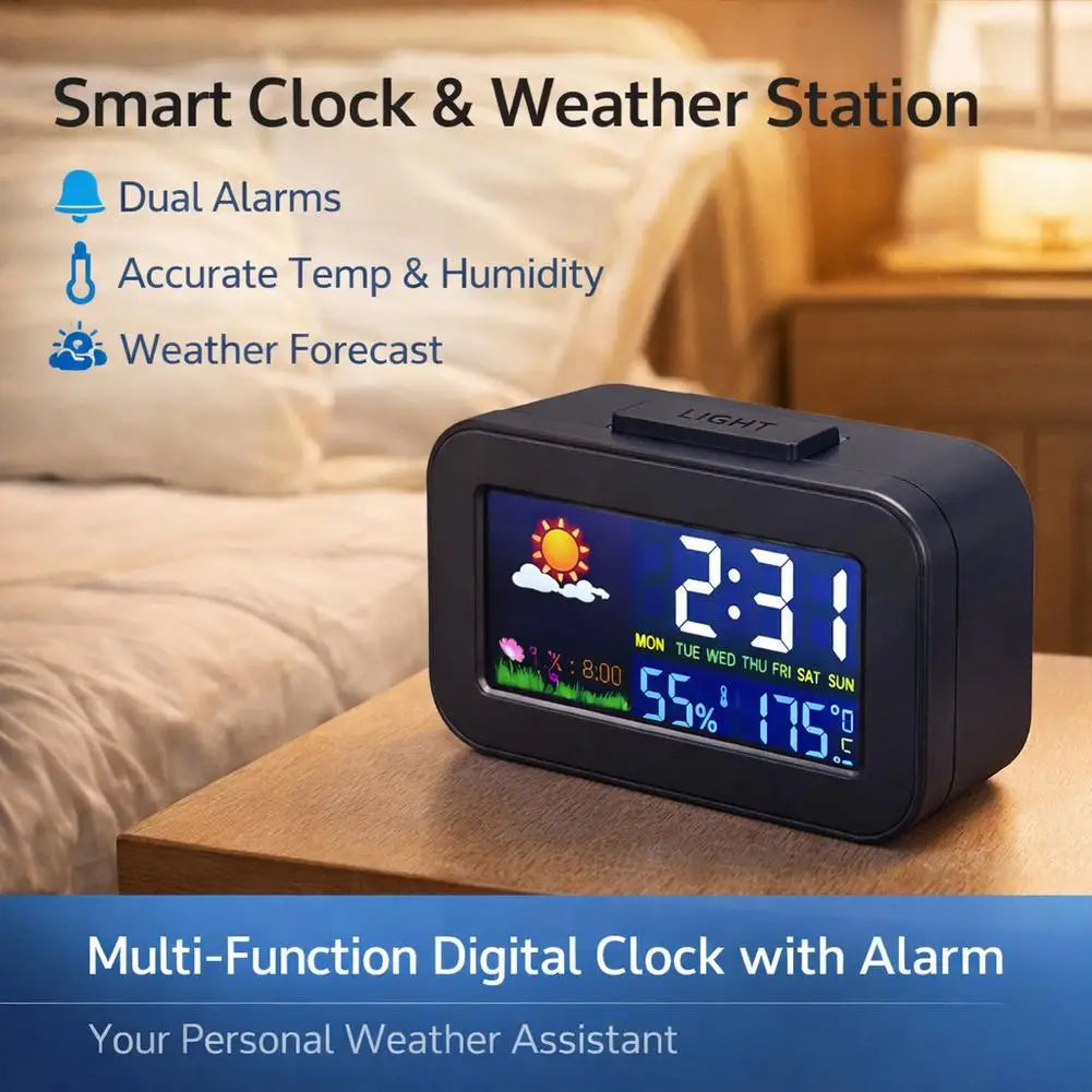 Weather Station Clock – Color Display Temp & Humidity Monitor Weather Station Clock Axl