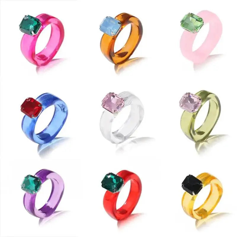 Colorful Zircon Resin Ring – Sweet Fashion Jewelry Gift Fashion Ring Axl
