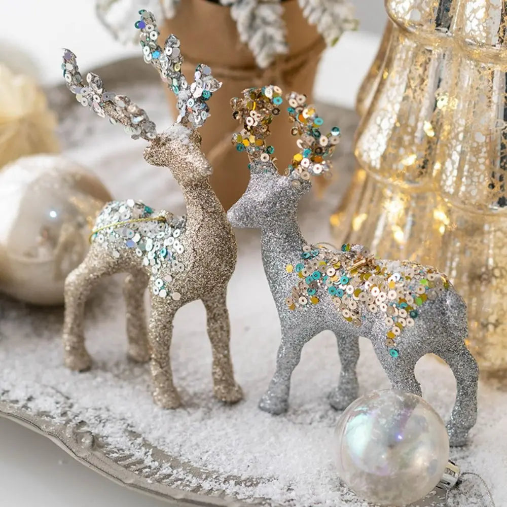 Glitter Reindeer Elk Flocked Christmas Tree Pendant Ornament Christmas Tree Ornament Axl