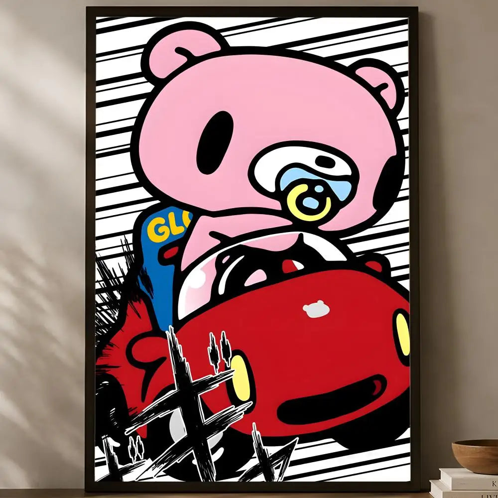 Gloomy Bear Self-Stick HD PVC Wall Art Poster – Waterproof Wall Art Poster Axl White01 40X50cmNoframe