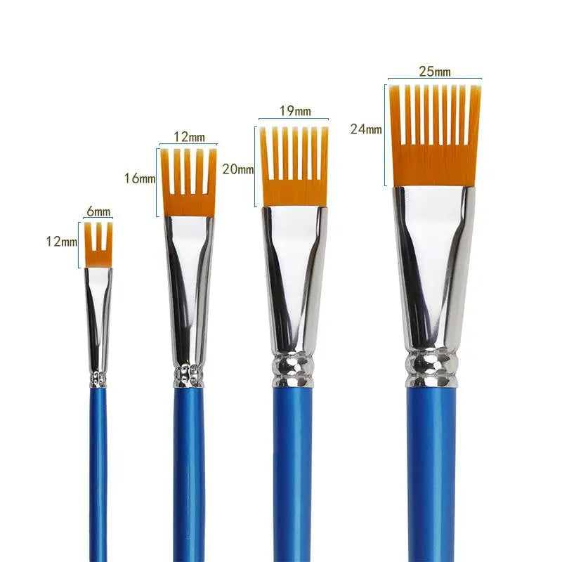 4-Piece Serrated Paint Brush Set – Watercolor & Oil Art Art Paint Brush Set Axl Blue
