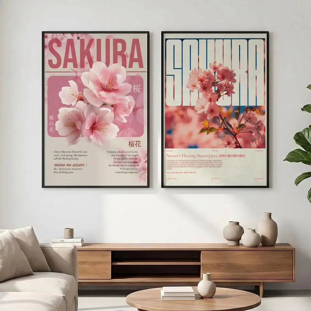 Cherry Blossom Retro Art Poster – HD Waterproof Wall Decor Wall Art Poster Axl
