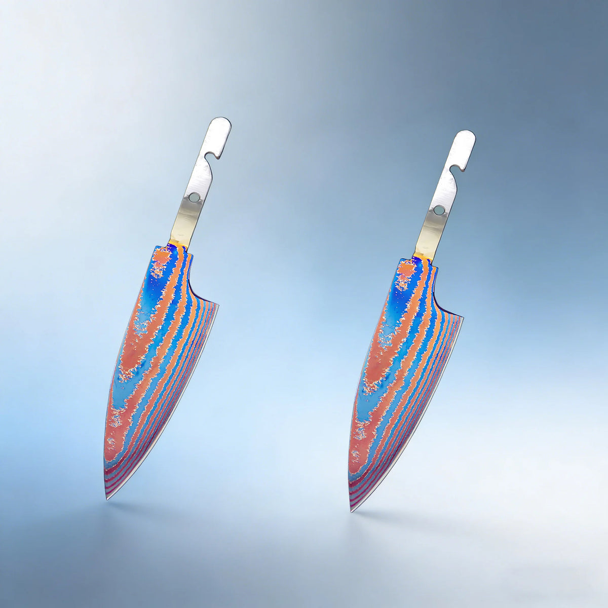 Hand Forged Titanium Damascus Blank Blade Fruit Knife – No Handle Blank Blade Knife Axl Knife Blade-2PCS