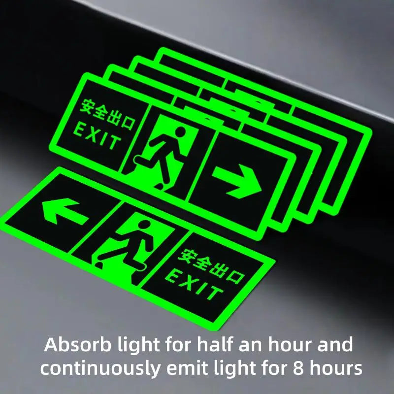 Glow in the Dark Exit Floor Stickers – Evacuation Signs 2/6 Pack Safety Floor Stickers Axl
