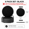 Felt & Silicone Drink Coasters Set of 6 with Metal Holder Drink Coaster Set Axl 6 PACK Set-Black