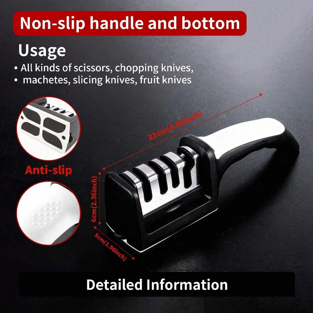 4-Stage Manual Knife Sharpener – Pro Chef Kitchen Tool Knife Sharpener Axl