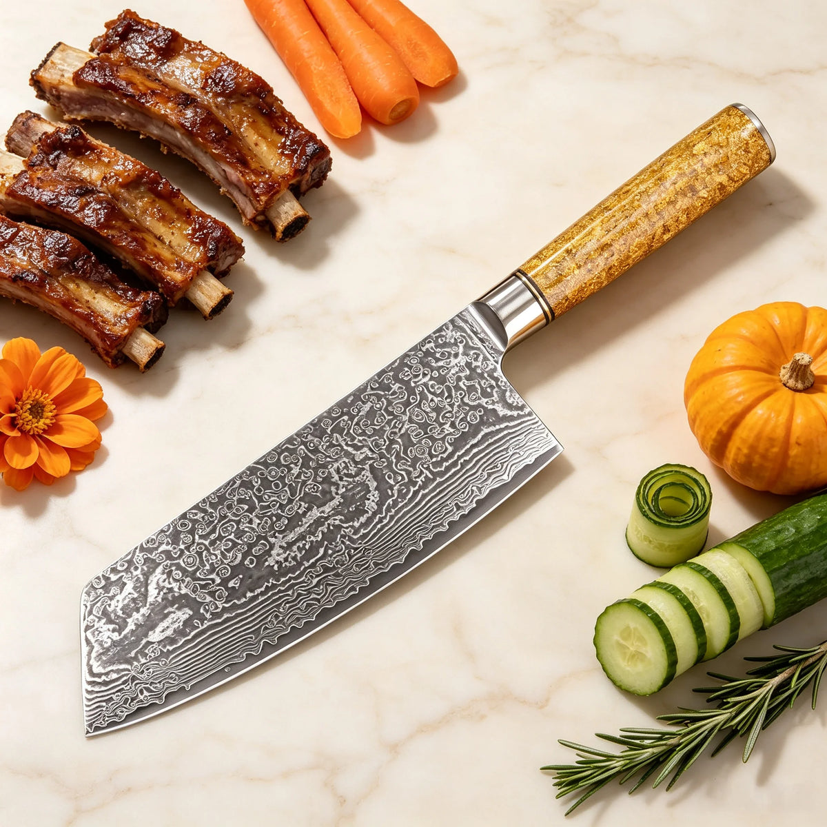 67-Layer Damascus Steel Chef Knife – Sharp Kitchen Cleaver Damascus Chef Knife Axl