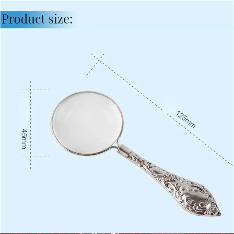 5X Handheld Magnifying Glass – Metal Carved Loupe for Reading & Crafts Handheld Magnifying Glass Axl