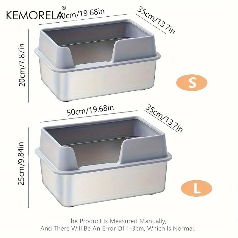 Extra Large Stainless Steel Cat Litter Box – High Wall & Lid Cat Litter Box Axl