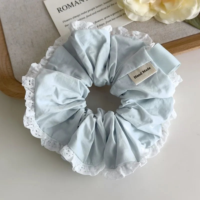 Women's Light Blue Soft Hair Scrunchie | Korean Style Hair Tie Hair Scrunchie Axl