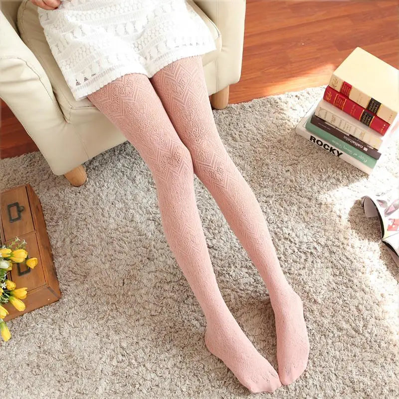Women's Love Wave Fishnet Tights – Hollow-Out Pantyhose Fishnet Tights Axl Pink One Size