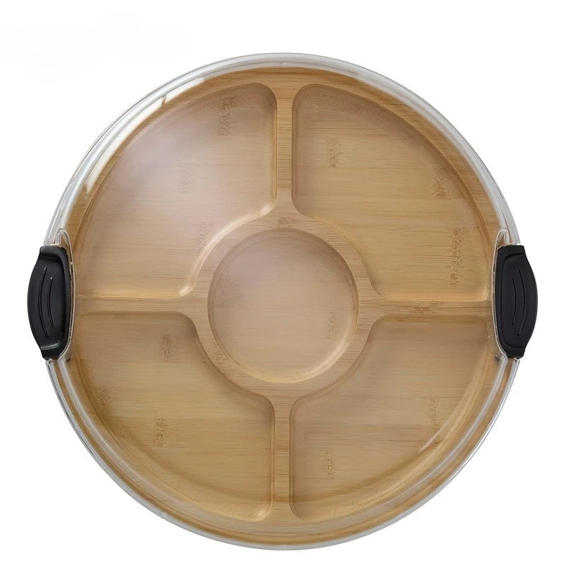 KEMORELA Bamboo Charcuterie Board – 5 Compartments & Lid Charcuterie Board Set Axl Five Compartments