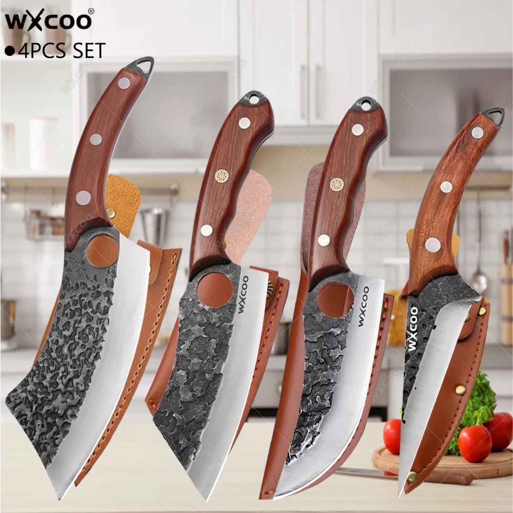 WXCOO Hand-Forged Boning & Slicing Knife – Stainless Steel Boning Knife Axl 4PCS SET