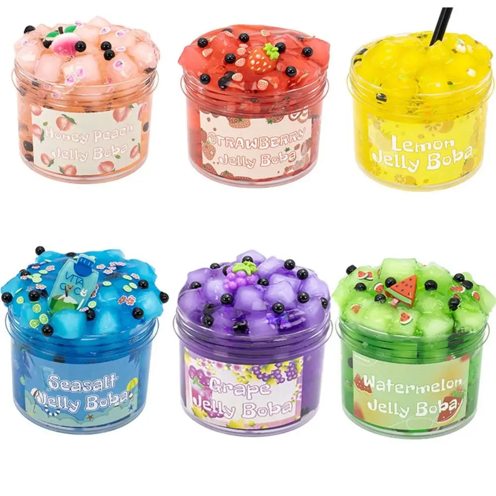 Crystal Slime Kit – Fruit Jelly Cube Sensory Toy 300ml/70ml Kids Slime Kit Axl