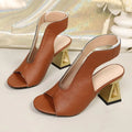 HAJINK Women's Open-Toe High Heel Sandals | Slip-On Pumps High Heel Sandals Axl Lbrown 43
