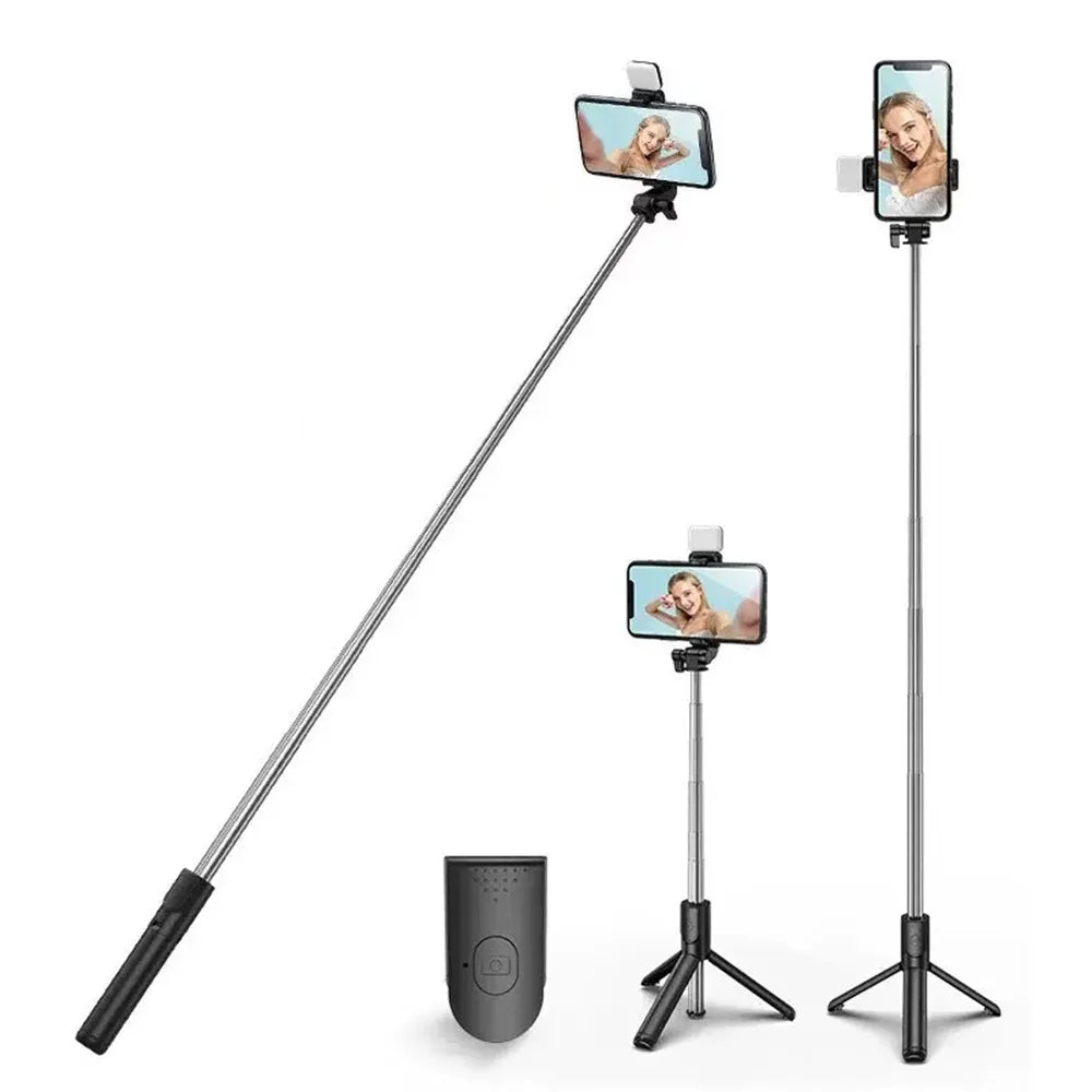 Selfie Stick with Fill Light & Live Streaming Phone Holder Selfie Stick Tripod Axl 1.7m-BlackFill Light
