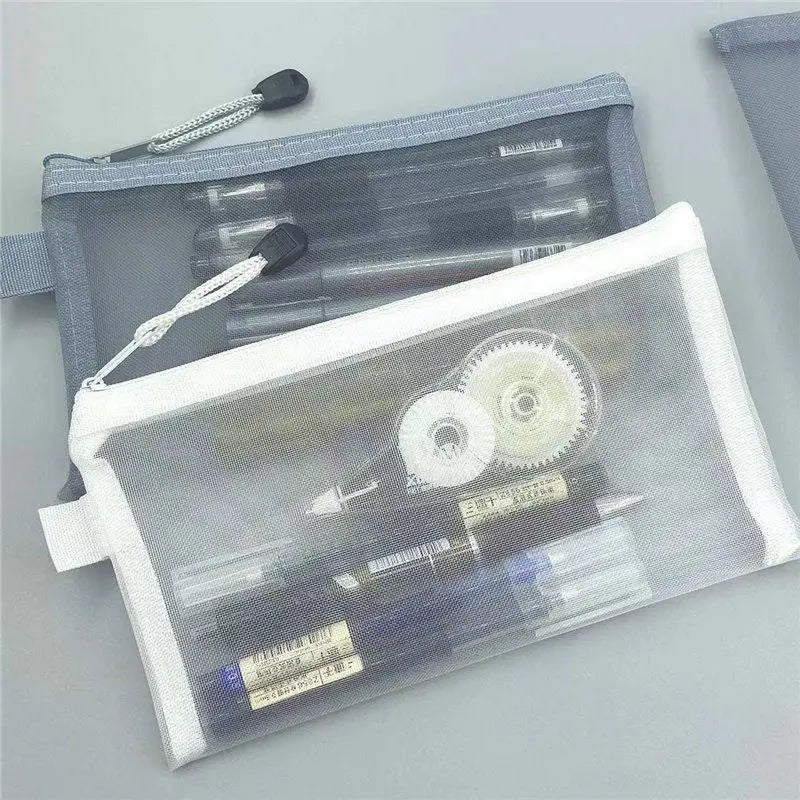 3-Pack Clear Mesh Pencil Cases – Large Nylon Zipper Pouches Mesh Pencil Case Axl