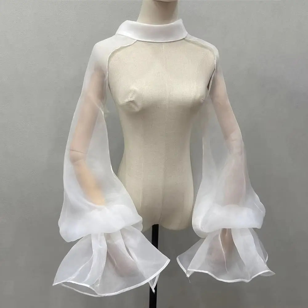 Puffy Detachable Bridal Arm Sleeves – Sheer Lantern Cape Bridal Arm Sleeves Axl