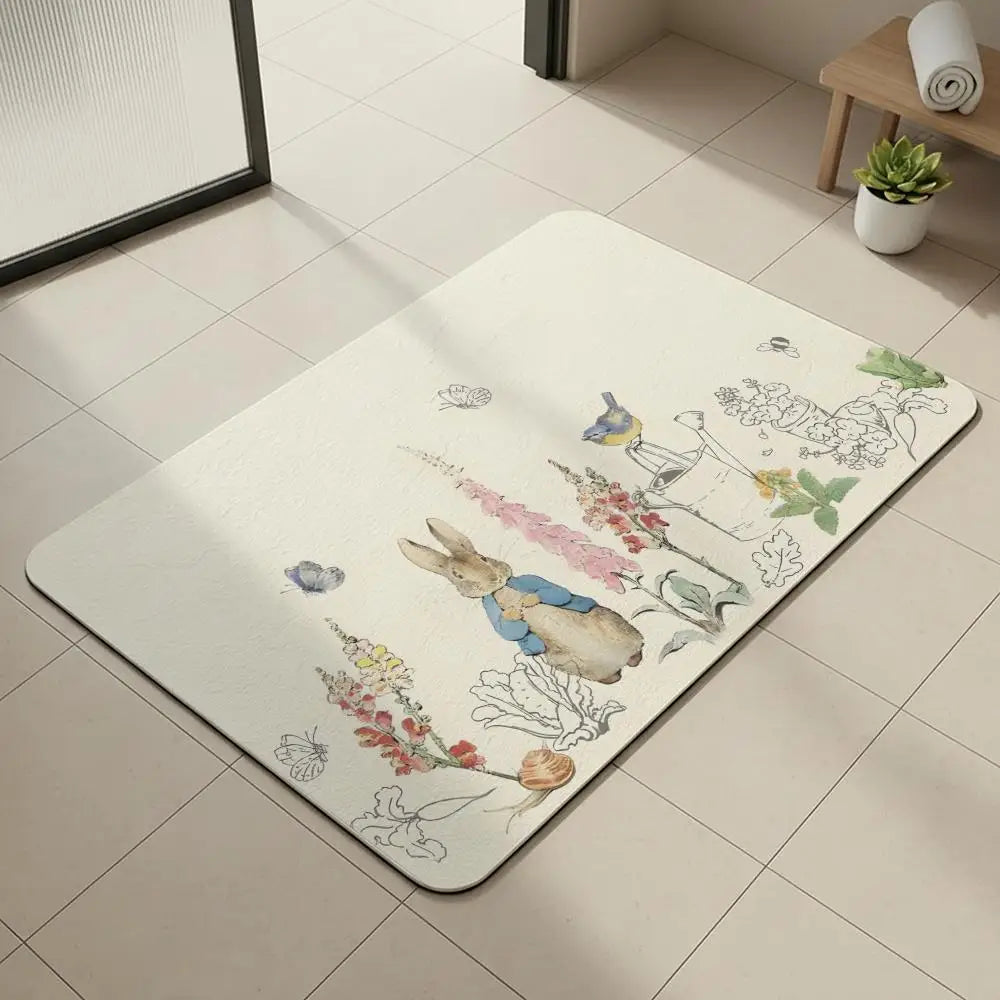Peter Rabbit Diatomite Bath Mat – Quick Dry & Non-Slip Diatomite Bath Mat Axl White8 30x45cm