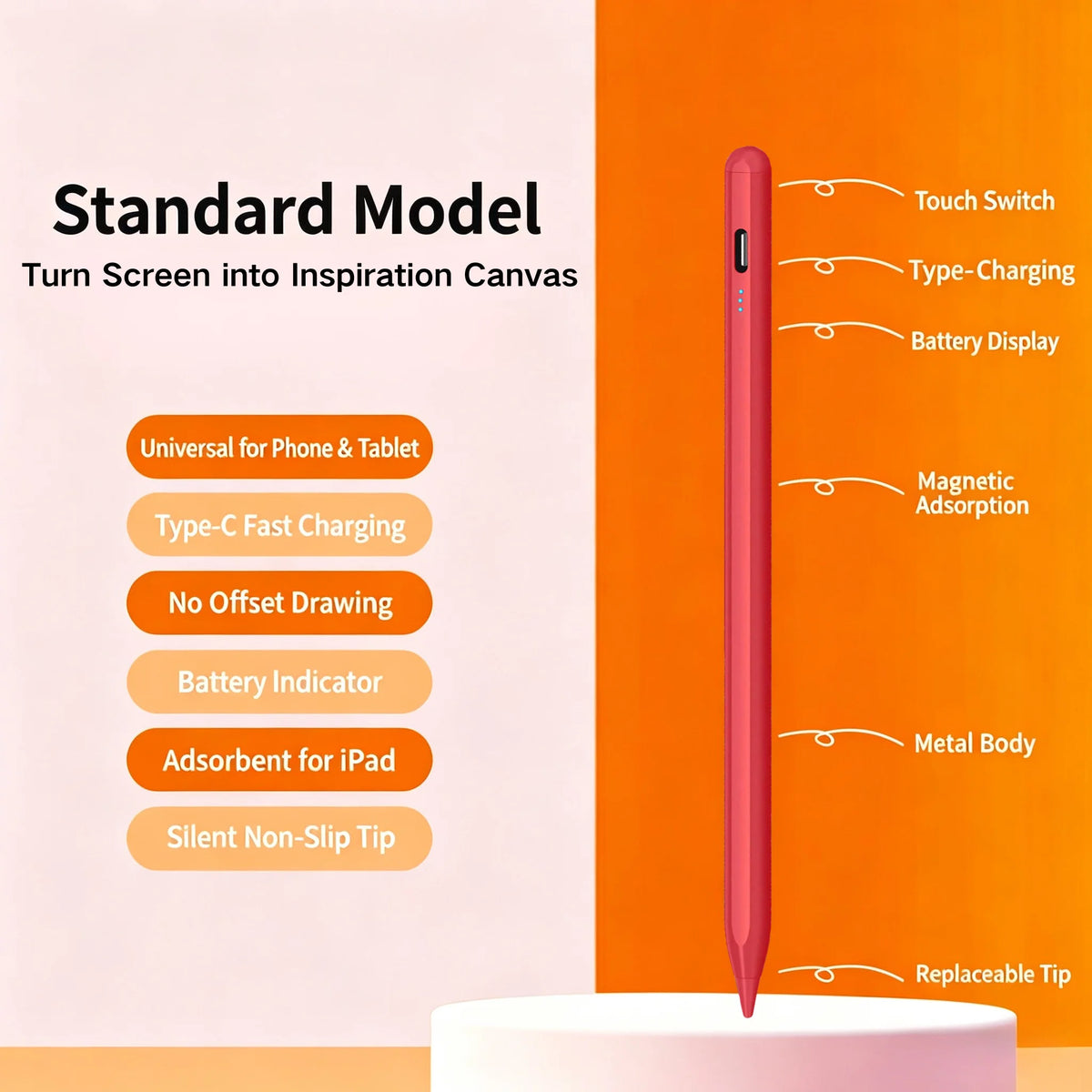 Universal Active Stylus Pen for iPad, Android, Xiaomi & Huawei Active Stylus Pen Axl Zp3-Red