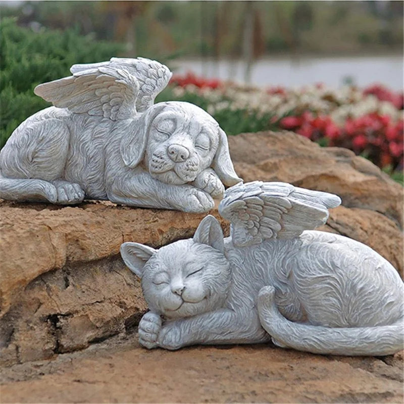Resin Angel Dog & Cat Memorial Statue – Garden Home Decor Memorial Pet Statue Axl