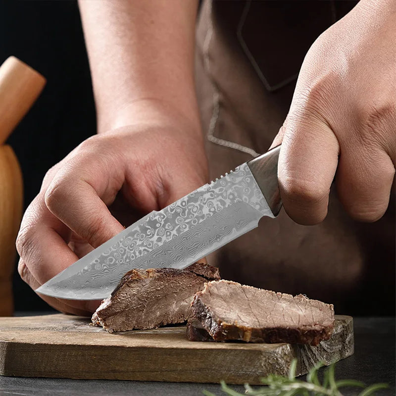 Damascus VG10 Kitchen Knife – Wood Handle Fruit & Veg Knife Damascus Kitchen Knife Axl