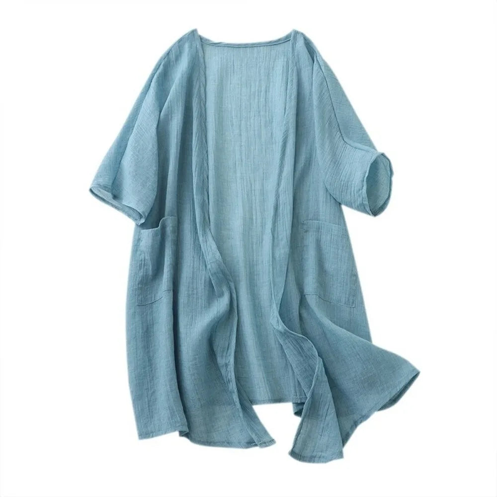 Women's Loose Open-Front Knit Cardigan – Summer Cover-Up Knit Cardigan Axl Blue XXL