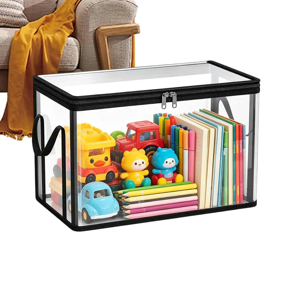 Foldable Clear Storage Bins with Lids – Collapsible Organizer Collapsible Storage Bin Axl