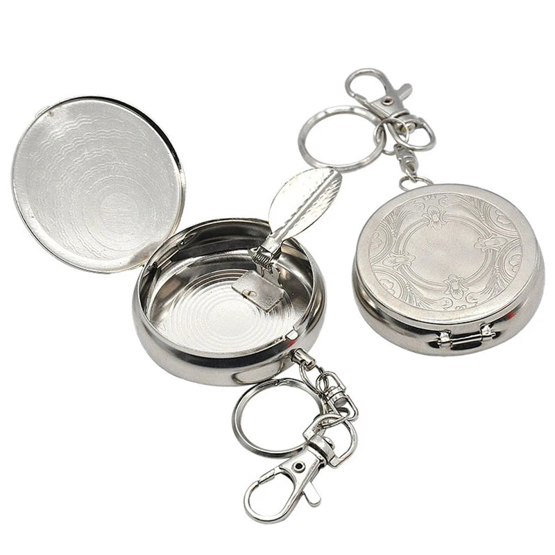 Portable Stainless Steel Pocket Ashtray with Keychain Pocket Ashtray Axl