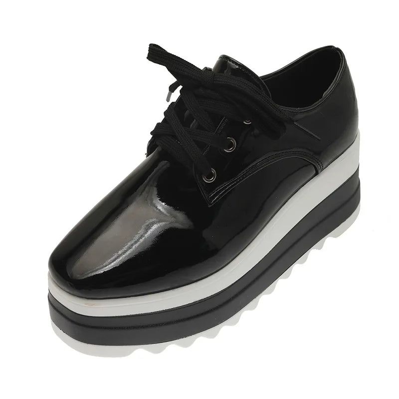 YBQJOO Women's Chunky Platform Sneakers – Lace-Up Casual Platform Sneakers Axl black 42
