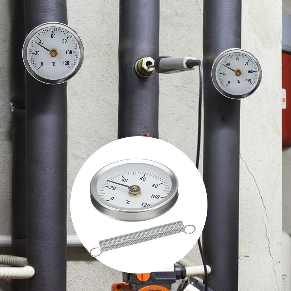 63mm Clip-On Bimetal Pipe Thermometer 0–120°C Dial Gauge Pipe Thermometer Axl