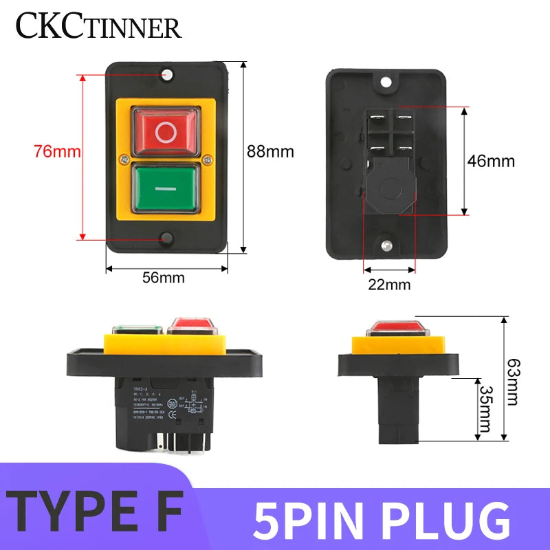 YH02A IP55 Electromagnetic Push Button Safety Switch – KLD28A KJD17A Push Button Switch Axl TYPE-F 5PIN PLUG 110 V
