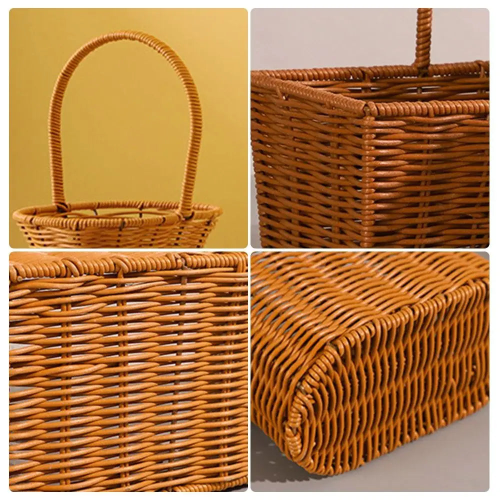 Rattan-Style Woven Storage Basket with Handle | Home Décor Woven Storage Basket Axl