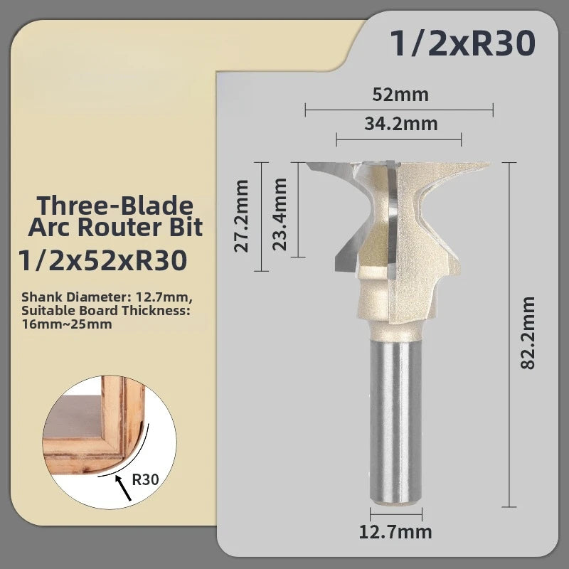 12.7mm Round Nose Router Bit – Arc Bending for Wood & MDF Woodworking Router Bit Axl
