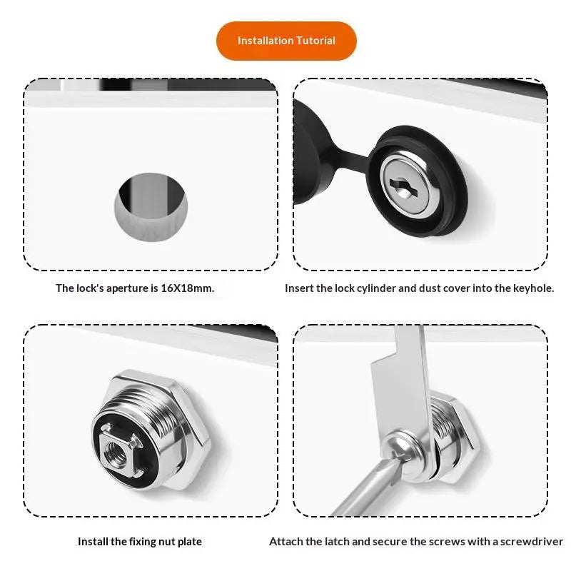 Zinc Alloy Cam Lock Waterproof Cover Cabinet Drawer 2 Keys Cam Lock Axl