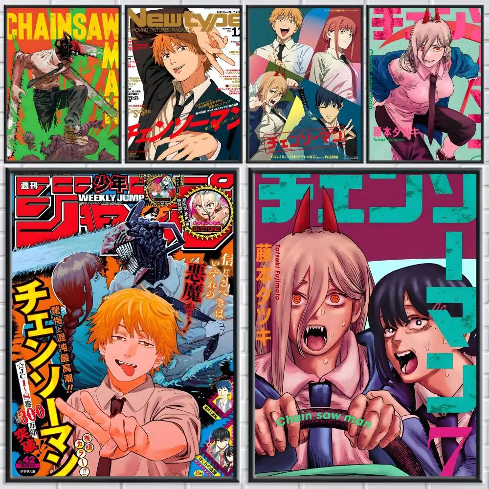 Chainsaw Man Anime Poster HD Self-Adhesive Waterproof Wall Art Anime Wall Poster Axl