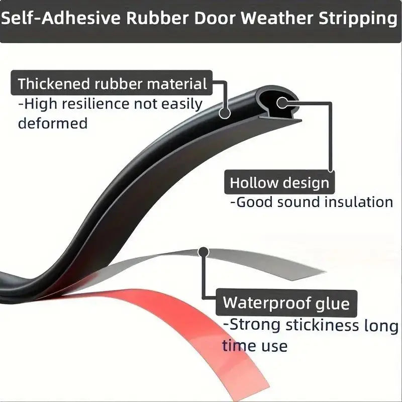 Self-Adhesive Door Window Weatherstrip Seal 10x6mm 6M Roll Door Weatherstrip Seal Axl