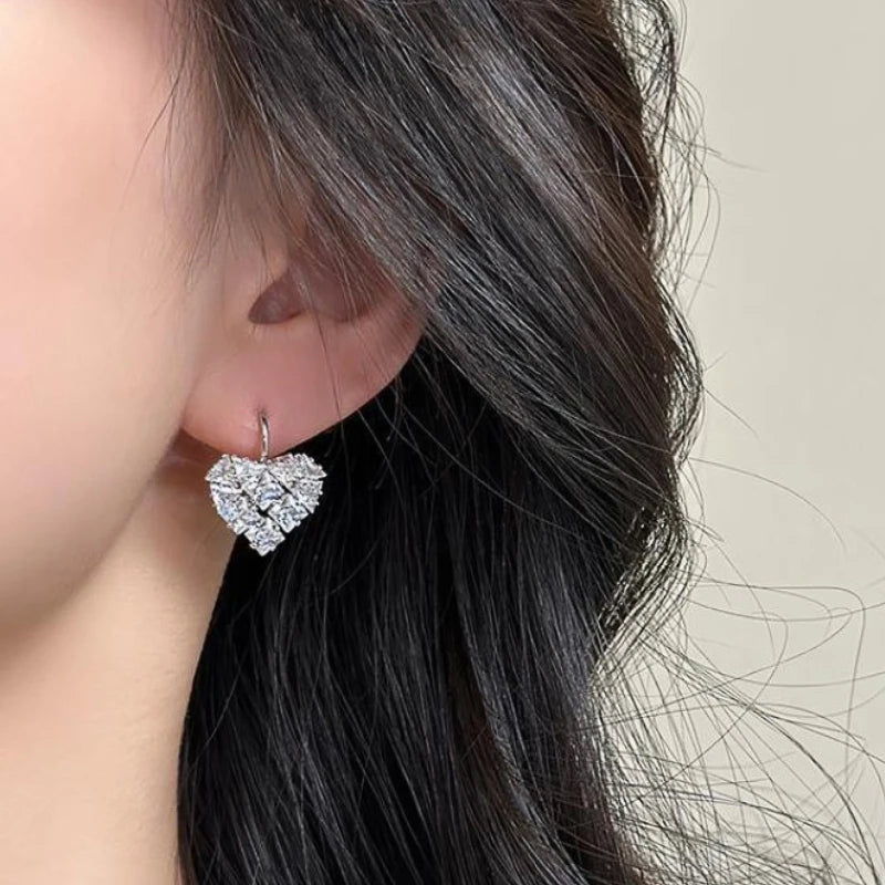 Huitan Heart Drop Earrings – Cubic Zirconia Women's Jewellery Drop Earrings Axl