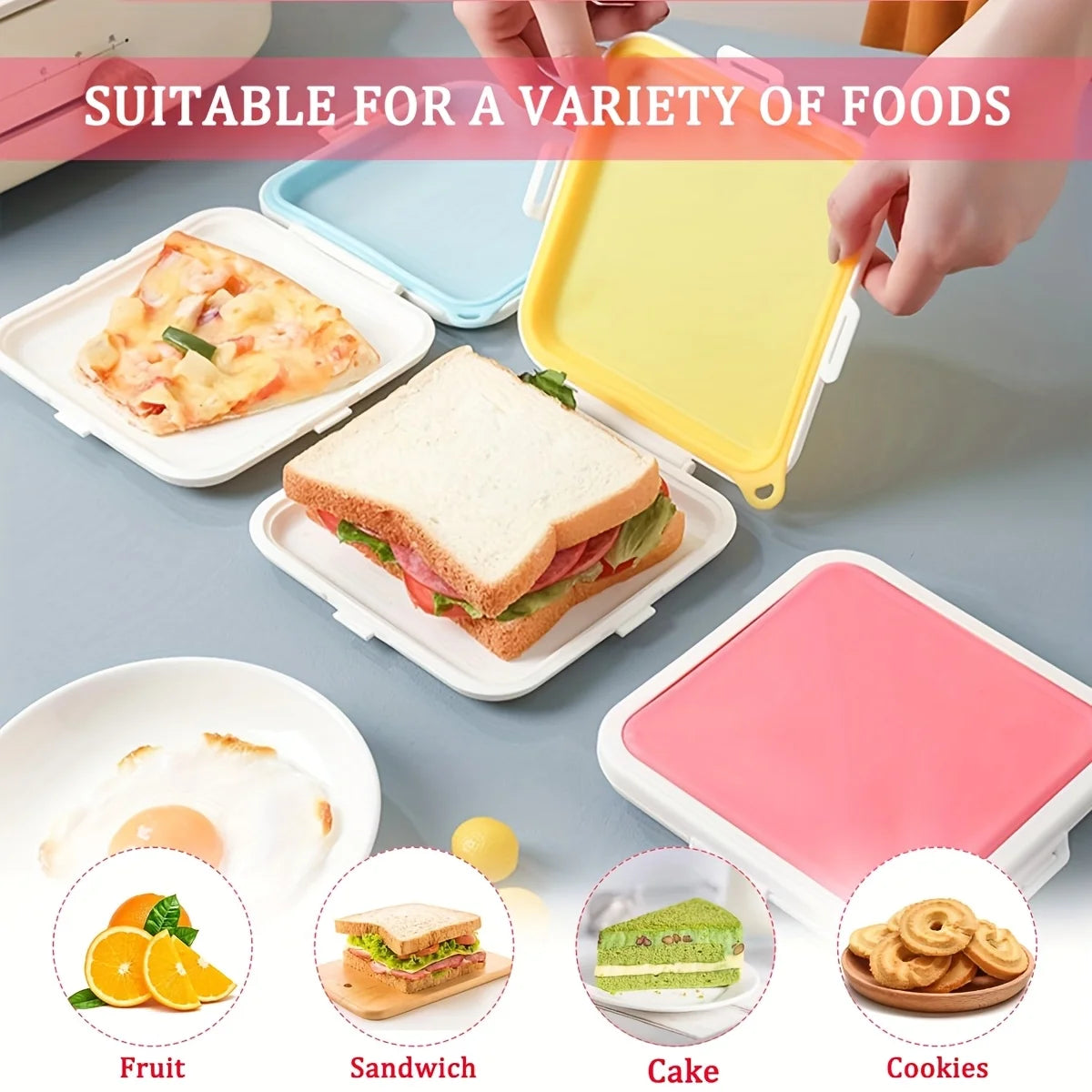 Silicone Sandwich Container – BPA-Free Snap Lid Food Storage Box Silicone Food Container Axl
