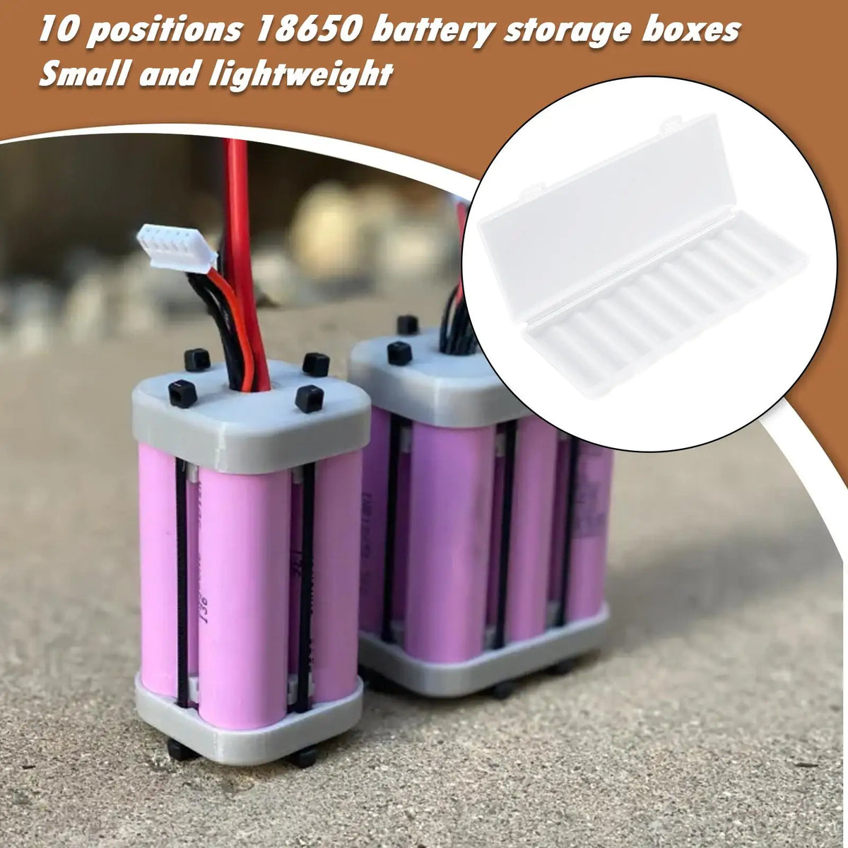 10-Cell 18650 Battery Organizer Storage Box | Protective Case Battery Storage Box Axl