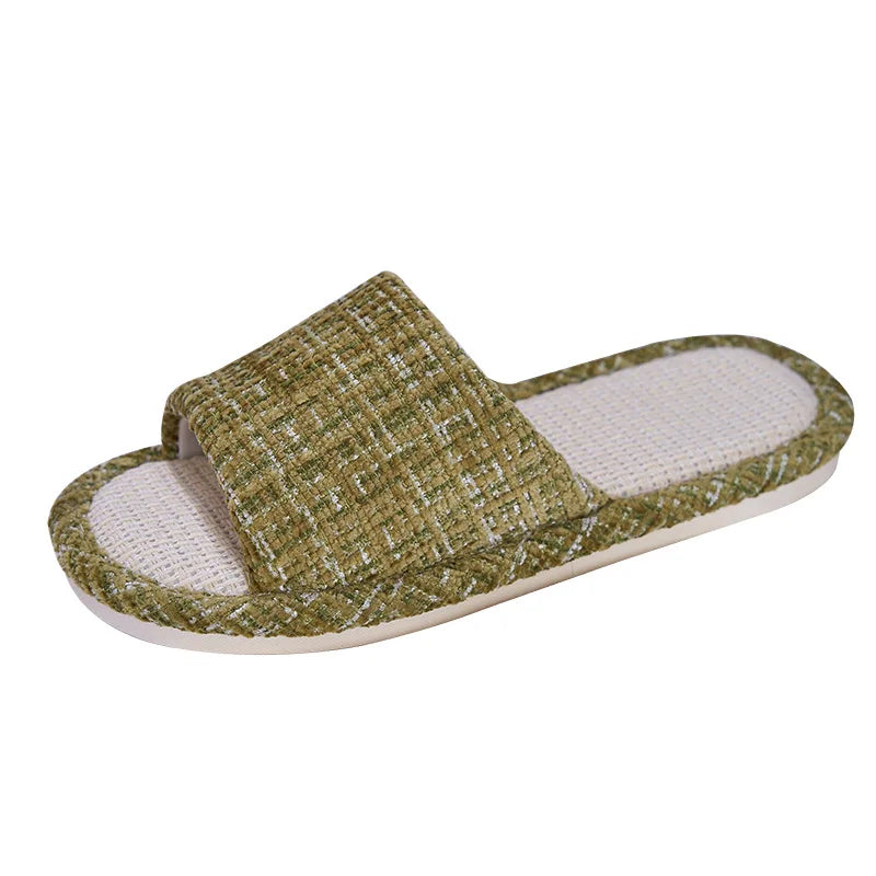 Women's Linen Indoor Slippers – Non-Slip Soft Sole, Odor Control Indoor House Slippers Axl