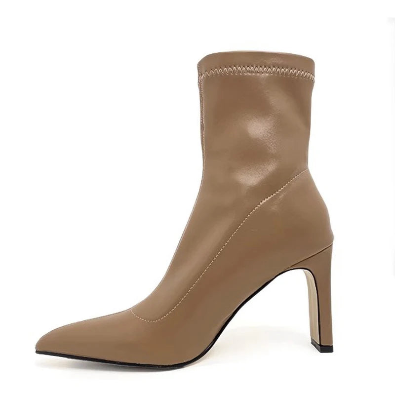Women's High Heel Pointed Toe Ankle Boots | Korean Style Ankle Boots Axl