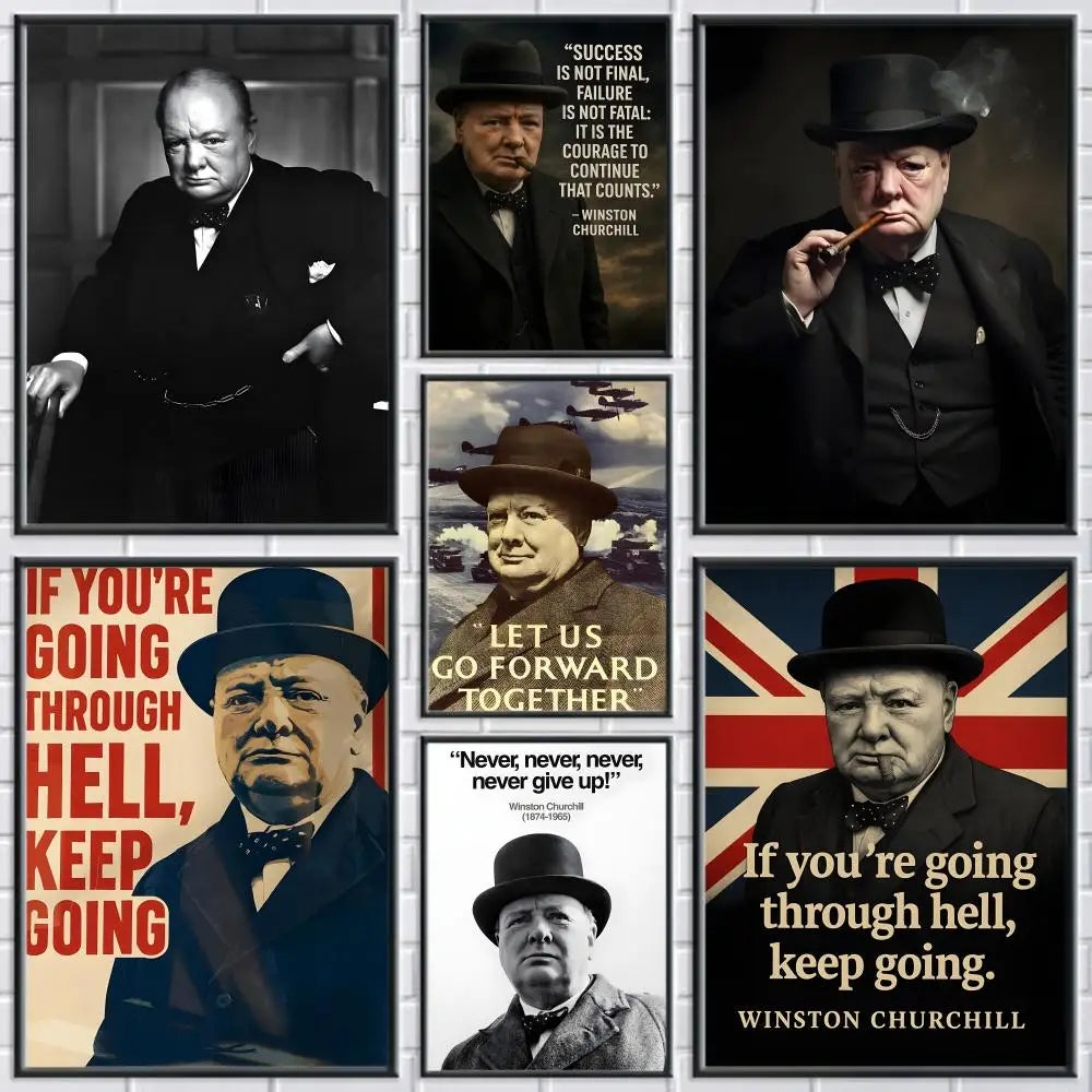 Winston Churchill Frameless Canvas Wall Art Poster | Home Décor Canvas Wall Art Axl