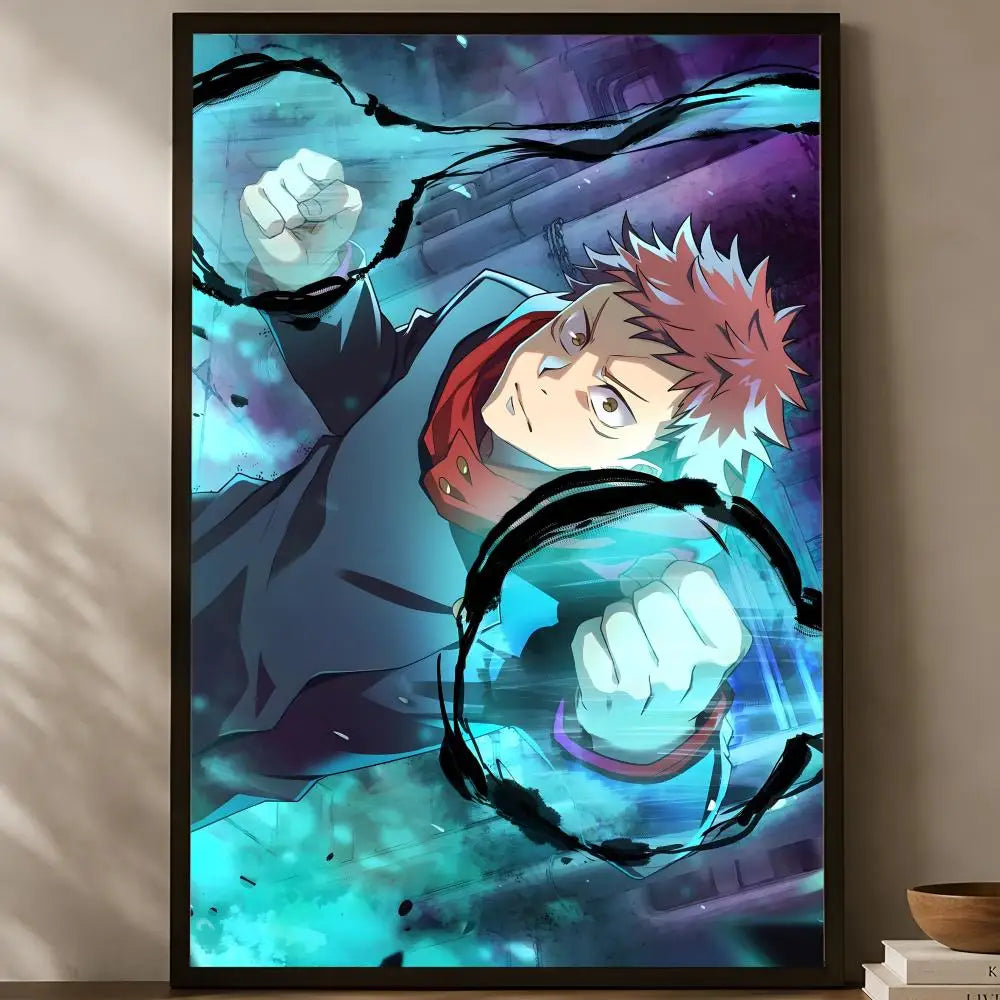 Yuji Itadori Self-Stick Anime Wall Poster – Waterproof HD Art Anime Wall Poster Axl White11 15X20cmNoframe