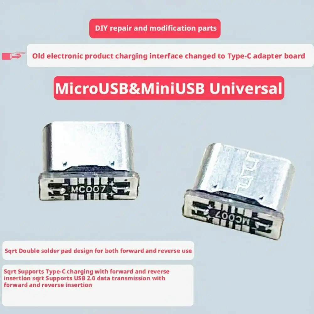 5-Pack MC007 Type-C Female Connector – MicroUSB MiniUSB Adapter USB-C Connector Axl
