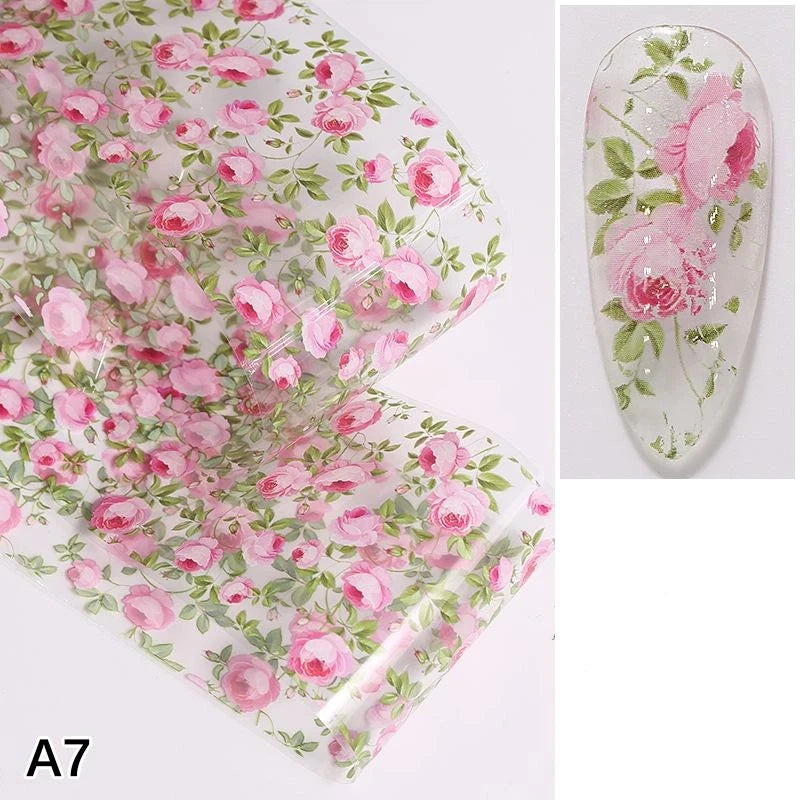 Floral Rose Nail Transfer Foil Stickers – DIY Nail Art Wraps Nail Art Stickers Axl A7